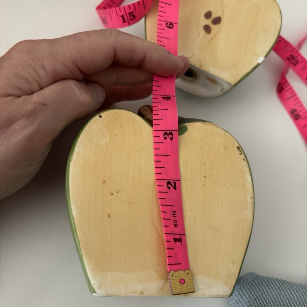 Ceramic Green Apple Salt & Pepper 4” Goes Together As 1 Apple - Picture 6 of 7